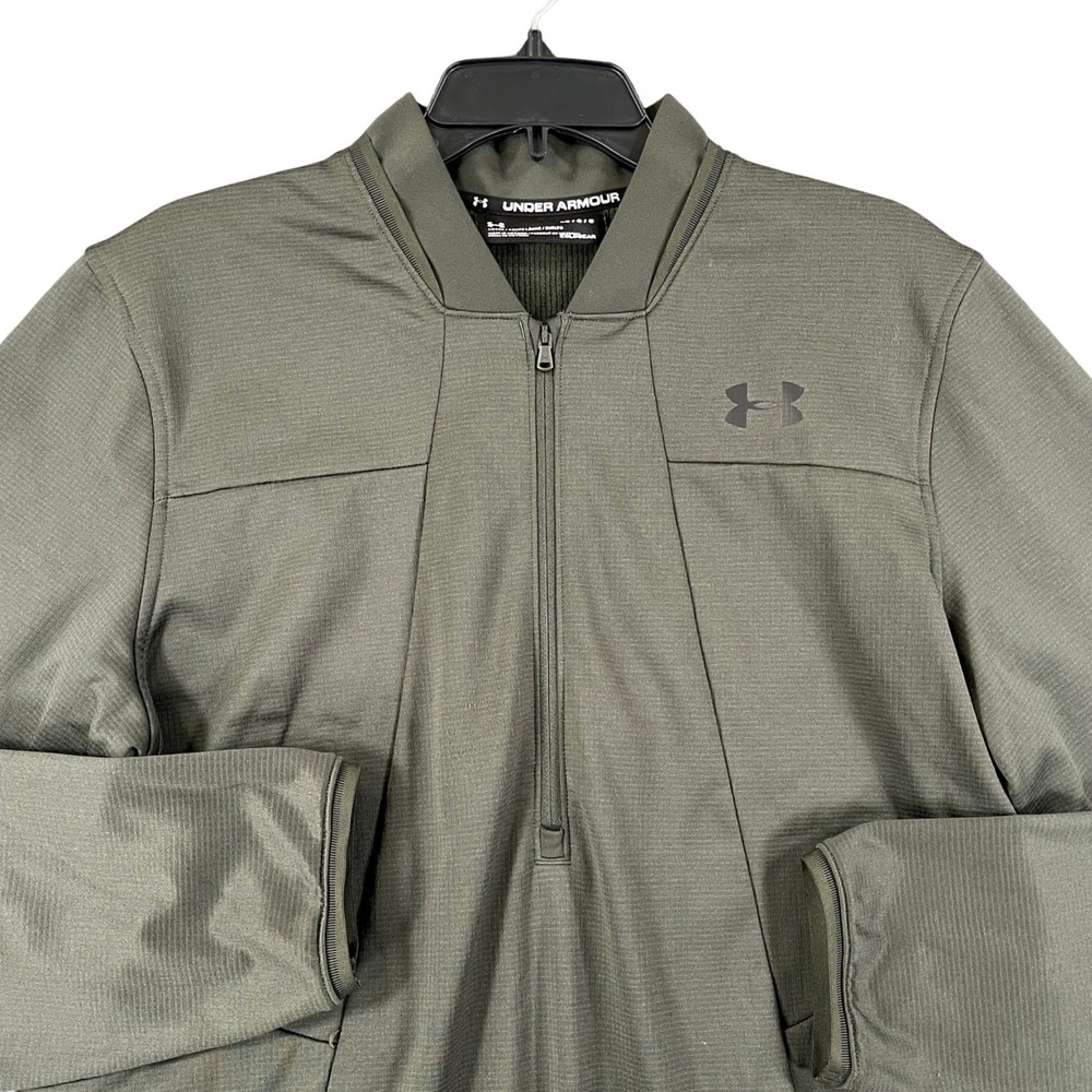 Under Armour ColdGear Pullover Mens L Loose Military Green Quarter Zip Training